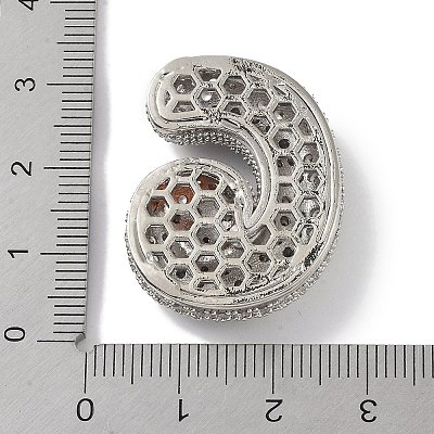 Rack Plating Brass Micro Pave Clear Cubic Zirconia Pendants ZIRC-U002-P-G-1