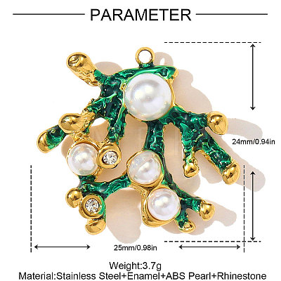 304 Stainless Steel Enamel Pendants STAS-OY003-08G-1