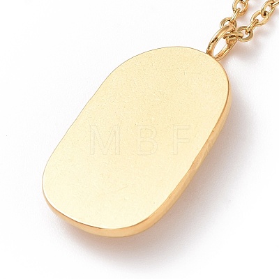 Ion Plating(IP) 304 Stainless Steel Rectangle with Woman Pendant Necklace for Women X-NJEW-E014-16G-1