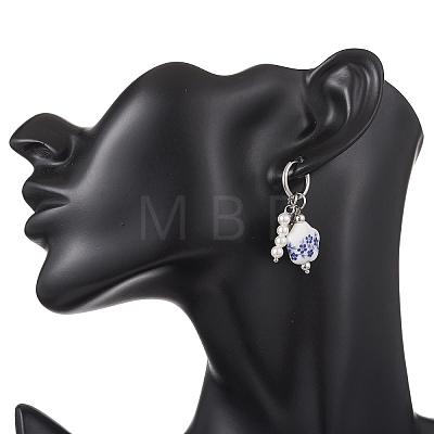 304 Stainless Steel Flower Hoop Earrings EJEW-JE06733-1