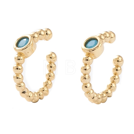 Brass Micro Pave Cubic Zirconia Cuff Earrings EJEW-H109-01A-G-1