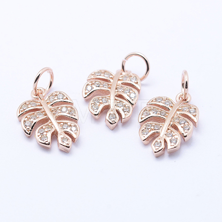 Brass Micro Pave Cubic Zirconia Charms KK-P133-04RG-NR-1
