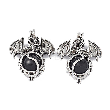 Natural Obsidian Pendants G-P491-02AS-05-1