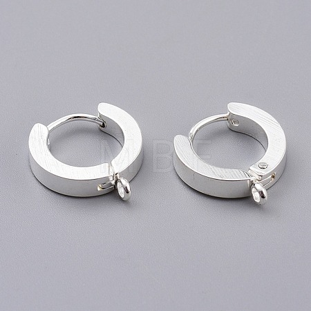 201 Stainless Steel Huggie Hoop Earrings Findings STAS-A167-01A-S-1