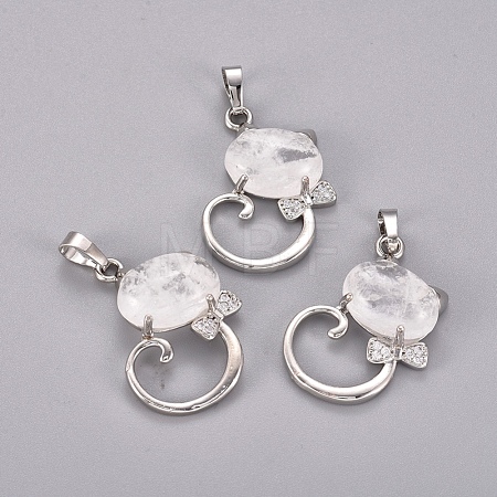 Natural Quartz Crystal Kitten Pendants G-L512-R20-1