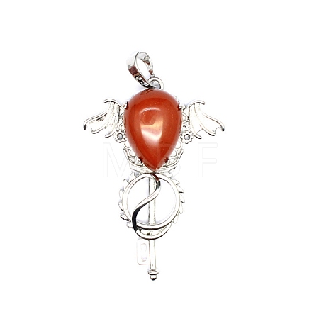Natural Red Jasper Teardrop Pendants PW-WG60016-03-1