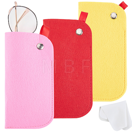 3Pcs 3 Colors Rectangle Felt Eyeglass Case AJEW-CN0007-36B-1