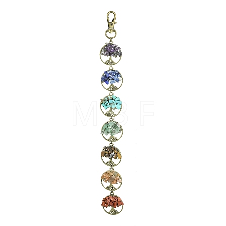 Flat Round with Tree of Life Tibetan Style Alloy Pendant Decorations HJEW-JM01742-02-1
