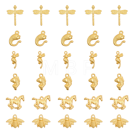 30Pcs 6 Styles Alloy Pendants FIND-CA0007-27-1