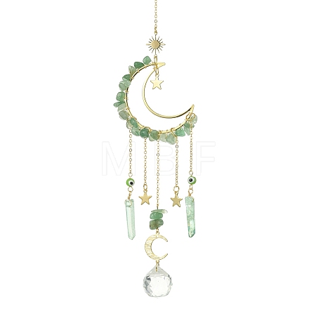 Moon & Star Brass Hanging Ornaments HJEW-TA00095-03-1