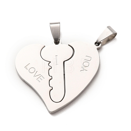 Valentine's Day 201 Stainless Steel Split Pendants STAS-F368-09P-1