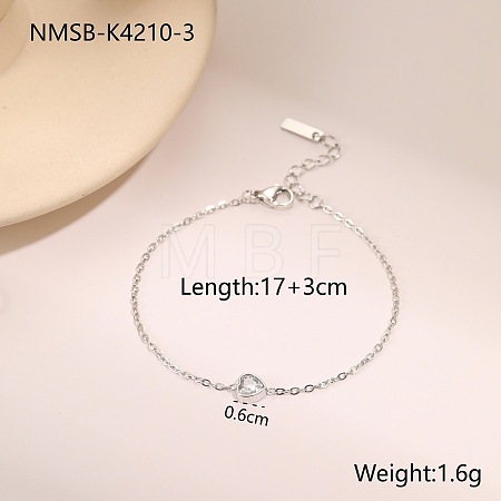 304 Stainless Steel Pave Cubic Zirconia Link Bracelets WGE95FE-06-1