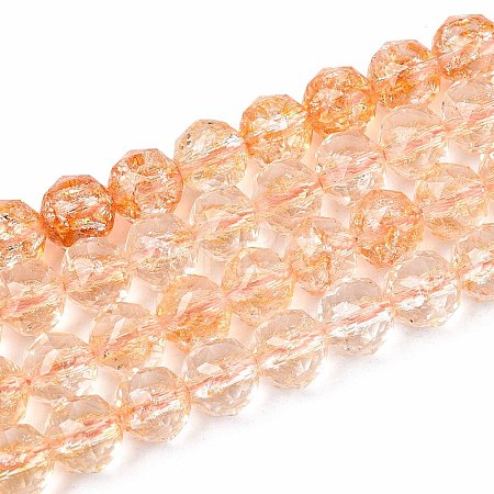 Crackle Transparent Glass Beads Strands GLAA-N063-8mm-07-1