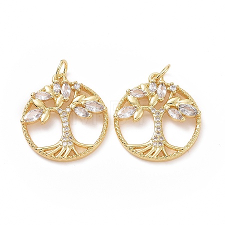 Brass Cubic Zirconia Pendants ZIRC-I062-15G-1