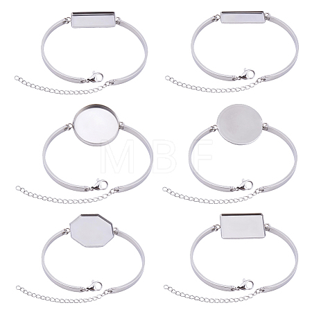 6Pcs 6 Styles 304 Stainless Steel Bangle Making STAS-ME0003-84-1
