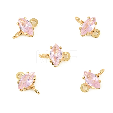 Brass Pave Cubic Zirconia Horse Eye Connector Charms KK-P347-03G-01-1