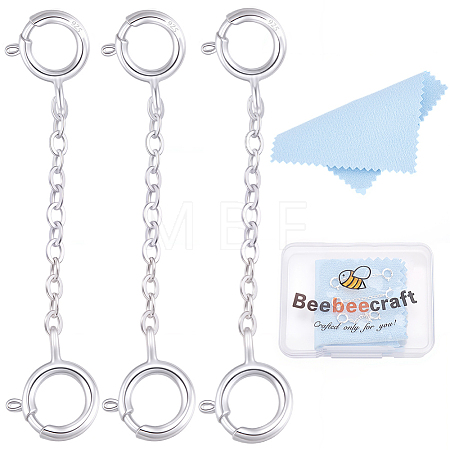 3Pcs Sterling Silver Chain Extender STER-BBC0009-70B-1
