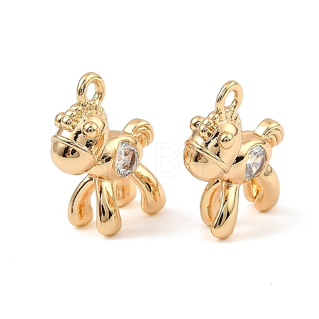 Brass Micro Pave Clear Cubic Zirconia Charms KK-C155-25G-1