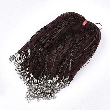 Waxed Cord and Organza Ribbon Necklace Making NCOR-T002-303-1