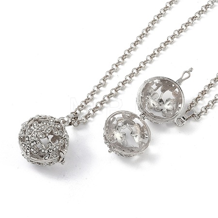 Brass with Rhinestone Pendant Necklaces NJEW-G089-03A-P-1