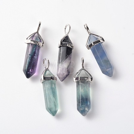 Faceted Bullet Natural Fluorite Double Terminated Pointed Pendants X-G-J261-B16-1