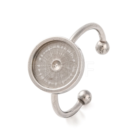 Non-Tarnish 304 Stainless Steel Open Cuff Ring Components X-STAS-S134-01P-04-1