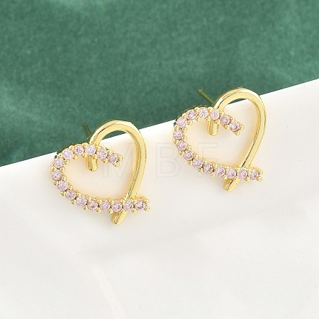 Brass Micro Pave Cubic Zirconia Stud Earrings CU-CBACDF6-02G-1