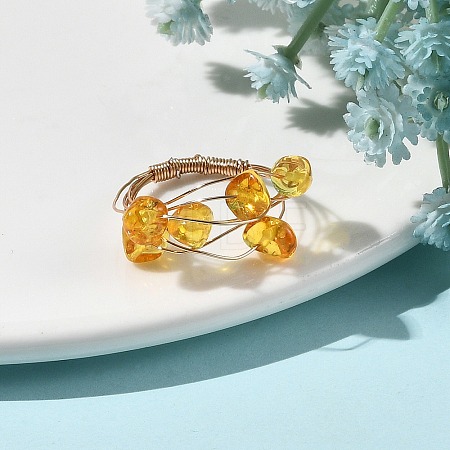 Natural Amber Finger Rings RJEW-JR01080-1