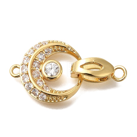 Brass Micro Pave Clear Cubic Zirconia Fold Over Clasps KK-K389-127G-1