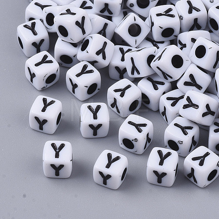 White Opaque Acrylic Beads MACR-R869-02Y-1