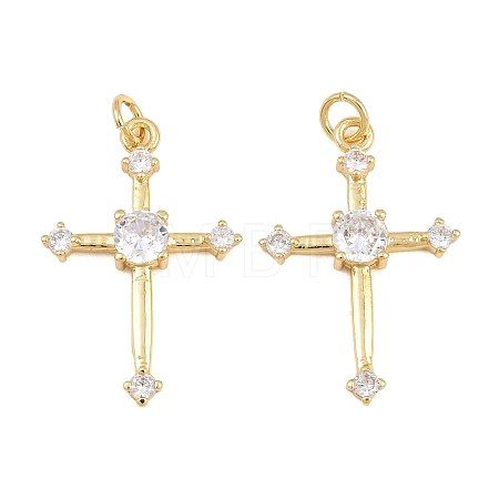 Brass Micro Pave Clear Cubic Zirconia Pendants CU-CBA48B8-01G-D-1