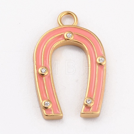 Brass Micro Pave Clear Cubic Zirconia Pendants KK-B030-13G-G-1