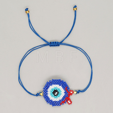 Bohemian Style Apple Shape Evil Eye Charm Glass Seed Bead Link Bracelets SC9475-3-1
