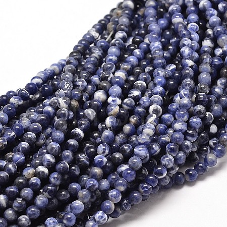 Natural Sodalite Round Bead Strands X-G-P072-27-4mm-1