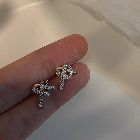 Alloy Rhinestone Stud Earrings FS-WG3091A-08-1