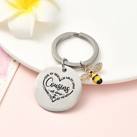 Alloy Rhinestone & 201 Stainless Steel Keychain KEYC-YW00091-05-1