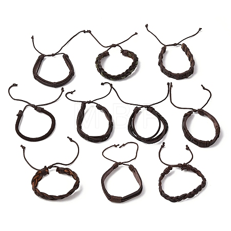 PU Leather Cord Bracelets for Men Women WGFF396-01-1