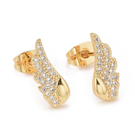 Clear Cubic Zirconia Wing Stud Earrings EJEW-G288-23G-1