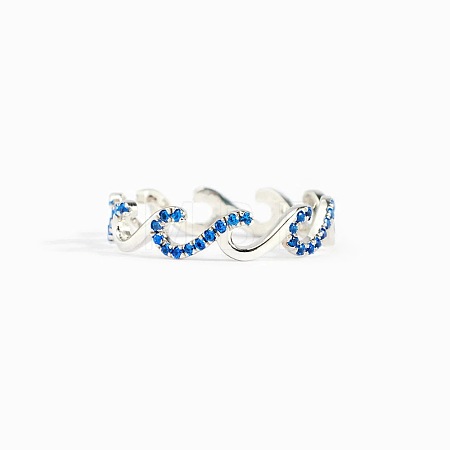 Wave Shaped 925 Sterling Silver Micro Pave Cubic Zirconia Finger Rings FS-WGA19D0-02-1