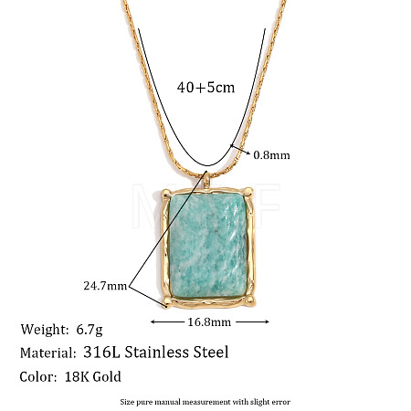 316L Surgical Stainless Steel with Natural Amazonite Pendant Necklaces WGEA815-03-1