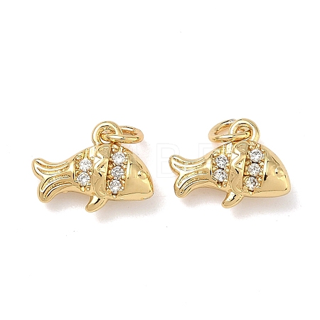 Brass Micro Pave Cubic Zirconia Charms KK-A291-12B-G-1