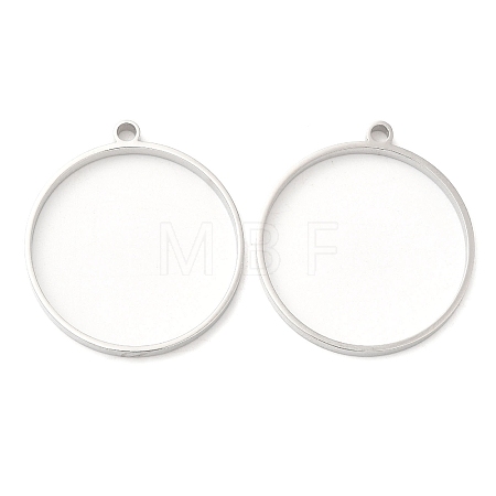 Non-Tarnish 304 Stainless Steel Open Back Bezel Flat Round Pendants STAS-Z040-04A-P-1