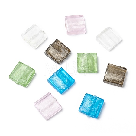Handmade Silver Foil Lampwork Beads X-FOIL-S006-20x20mm-M-1