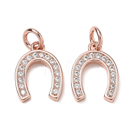 CZ Brass Micro Pave Cubic Zirconia Horse Shoe Charms ZIRC-L018-13RG-1