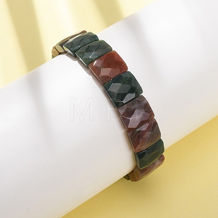Natural Indian Agate Beaded Stretch Bracelets for Unisex G-K303-02B-1