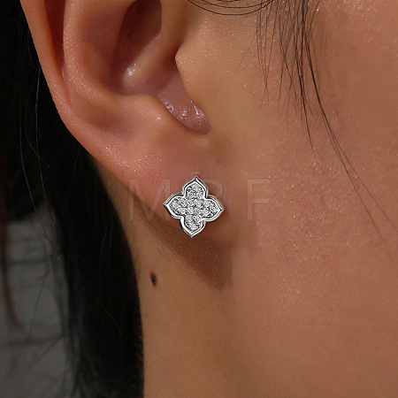 925 Sterling Silver Pave Moissanite Stud Earrings for Women NZ9775-1