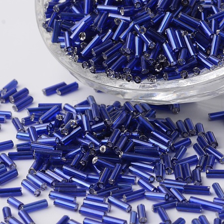 Silver Lined Glass Bugle Beads SEED-K001-A05-1-1