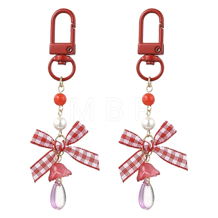 2Pcs Bowknot Plastic Pendant Decorations HJEW-YW00272-01-1