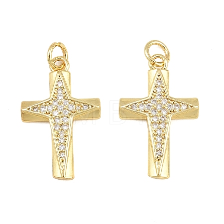 Brass Micro Pave Clear Cubic Zirconia Pendants CU-CBA48B8-01G-B-1