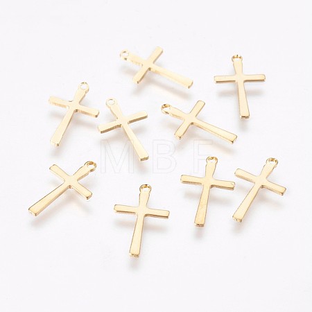 304 Stainless Steel Tiny Cross Charms STAS-P220-08G-1